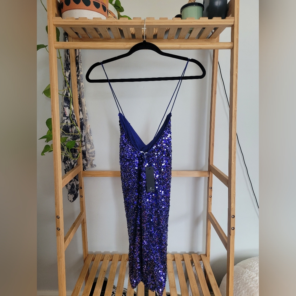 Lulus Force Of Fashion Royal Blue Backless Sequin Mini Dress - Size S - Picture 7 of 7